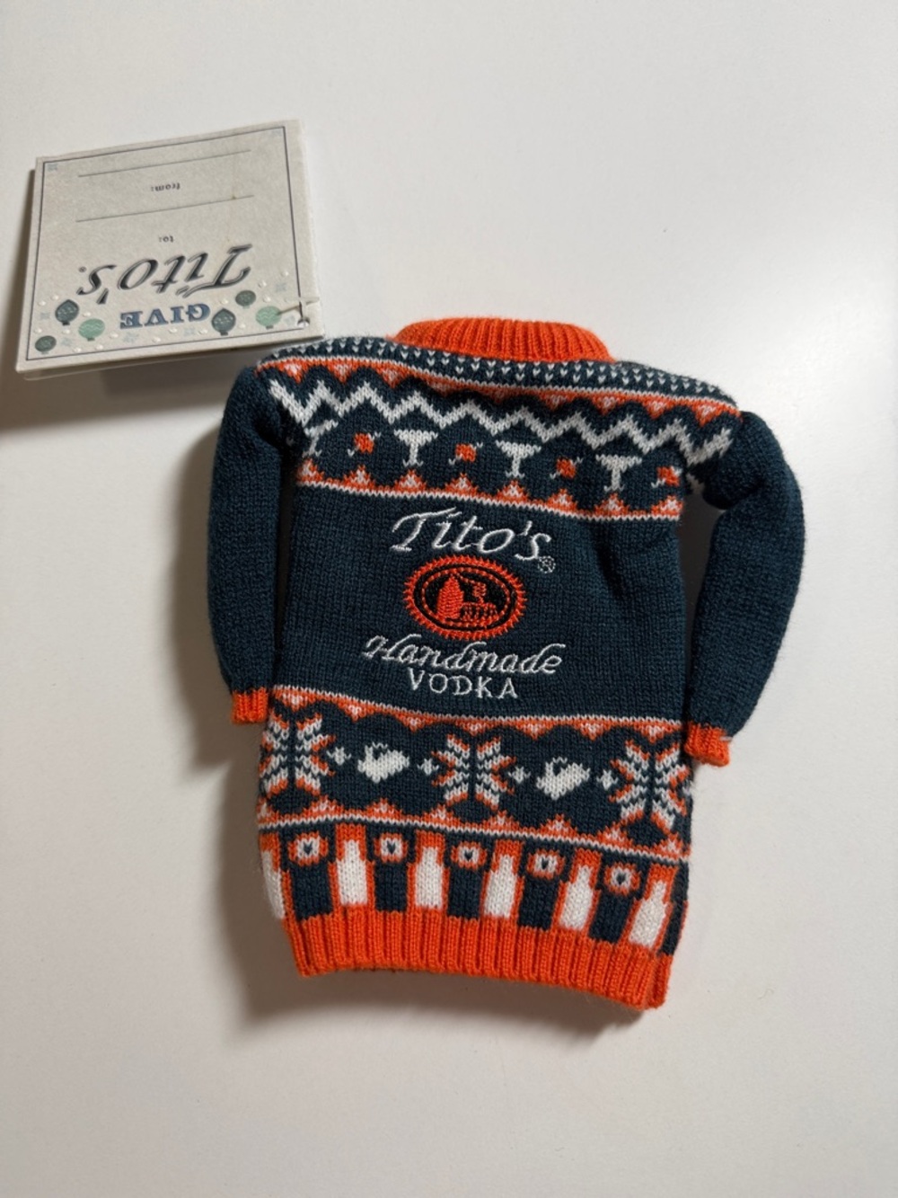 Tito’s Vodka bottle sweater